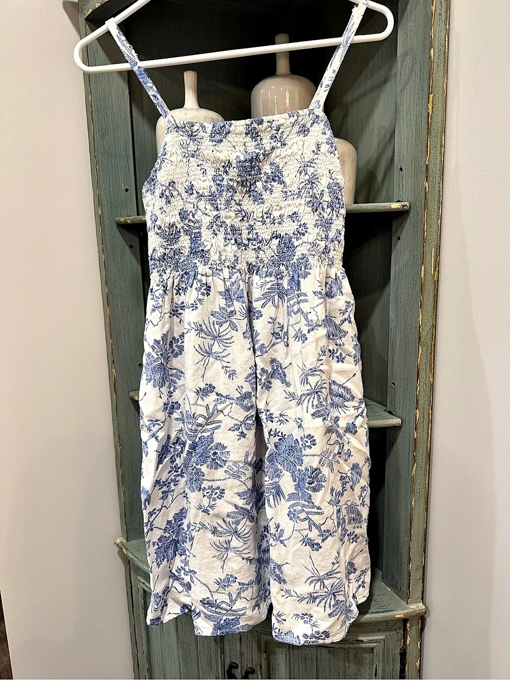 Universal Thread Smocked Mini Sundress in White & Blue